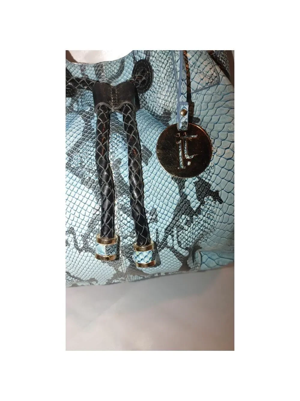 RARE Iris Tyler Snakeskin Drawstring Leather Bag